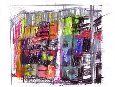 Original Abstract Expressionism Places Drawings by Bouca Grunfeld