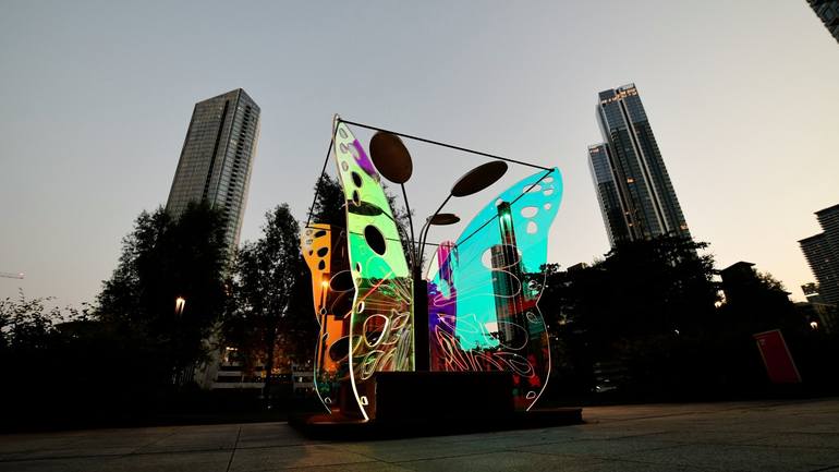 Original Street Art Light Sculpture by Amber Stefani