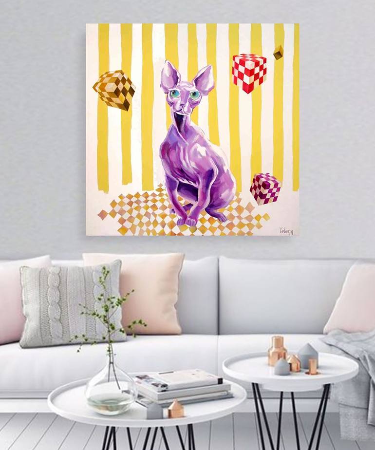 Original Cats Painting by Yelena Revis