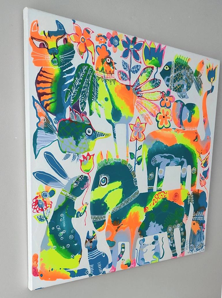 Original Abstract Animal Painting by Yelena Revis
