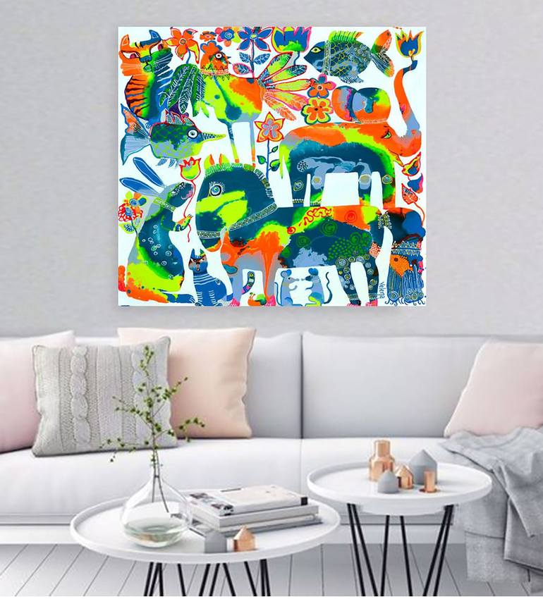 Original Abstract Animal Painting by Yelena Revis