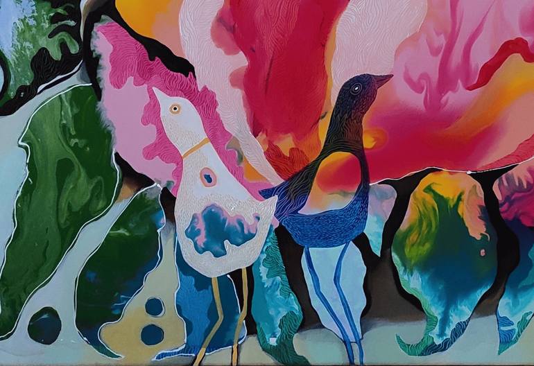 Original Abstract Floral Painting by Yelena Revis