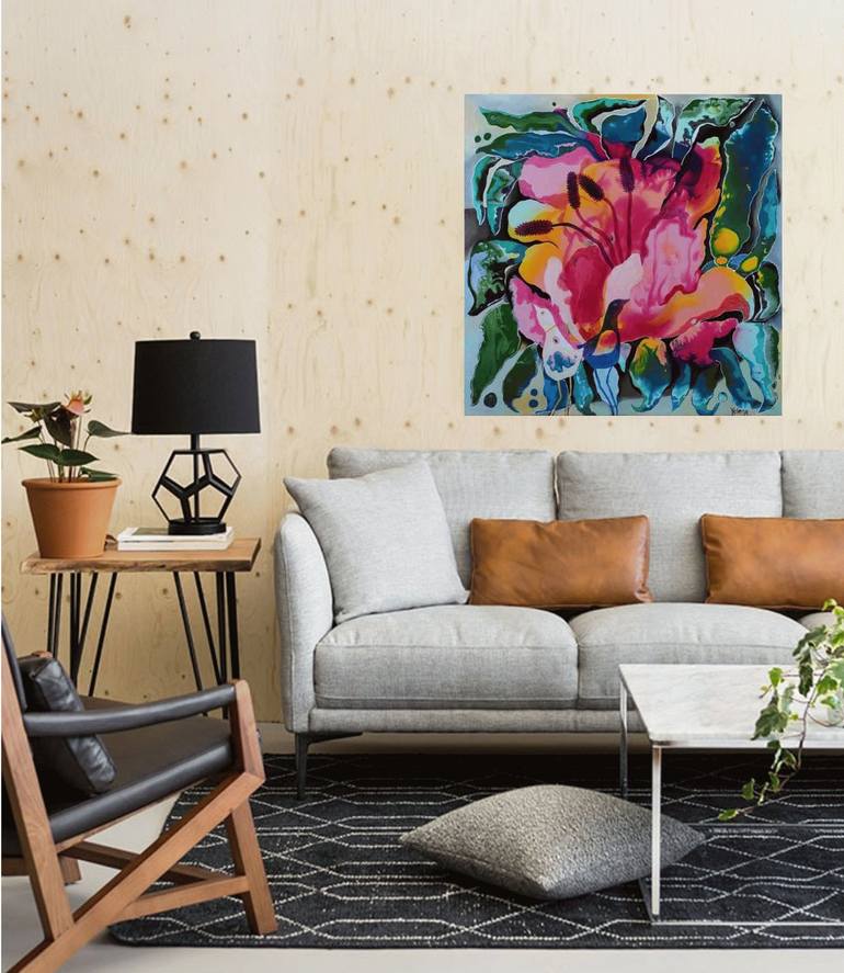 Original Abstract Floral Painting by Yelena Revis