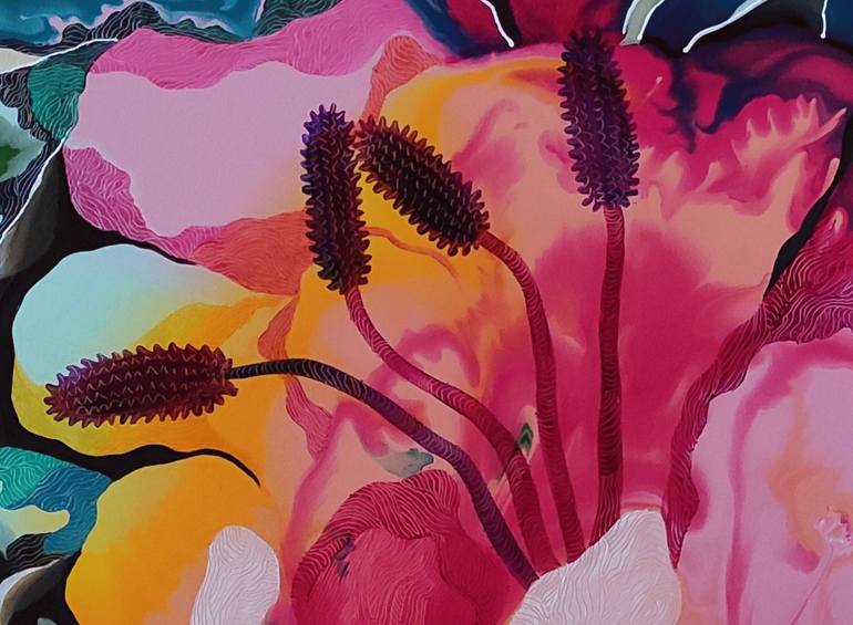 Original Abstract Floral Painting by Yelena Revis
