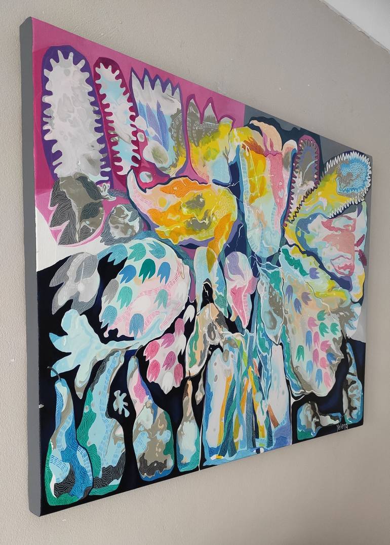 Original Abstract Floral Painting by Yelena Revis