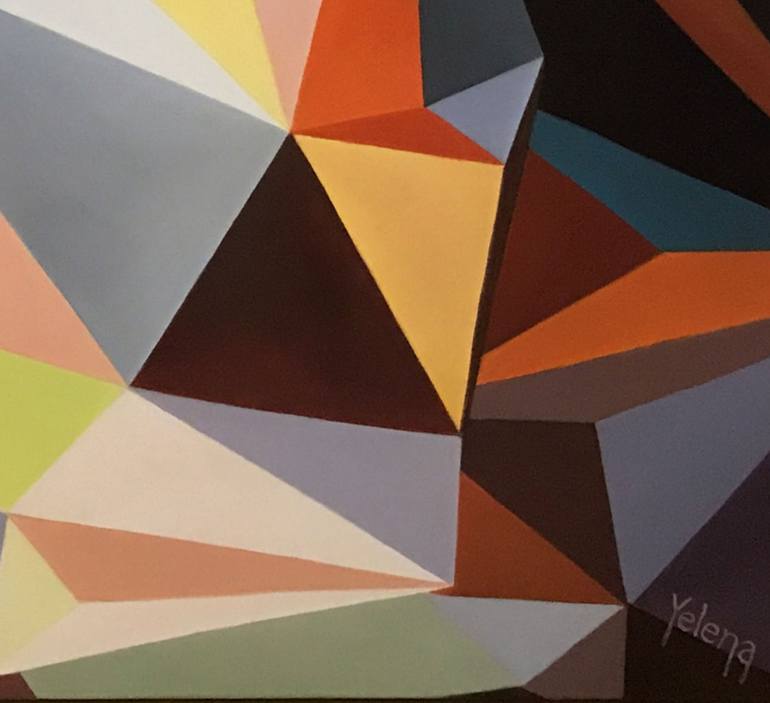 Original Abstract Geometric Painting by Yelena Revis