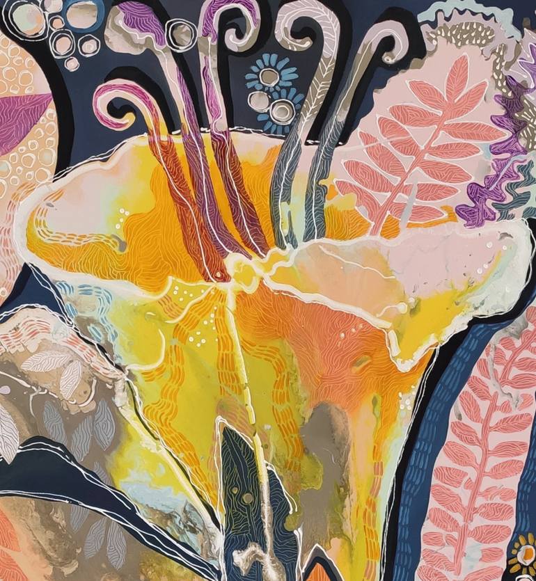 Original Abstract Floral Painting by Yelena Revis