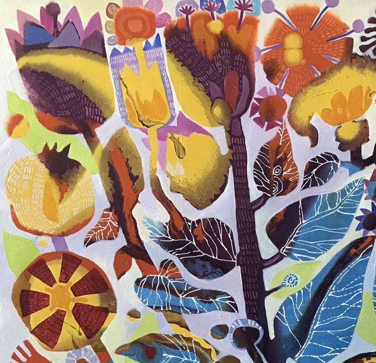 Original Abstract Floral Painting by Yelena Revis
