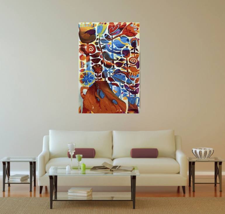 Original Abstract Garden Painting by Yelena Revis