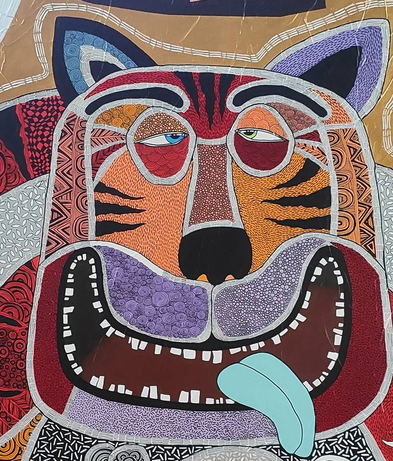 Original Abstract Dogs Painting by Yelena Revis