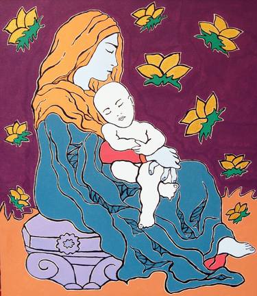 Original Pop Art Religious Painting by Viviane Rebouças Julião