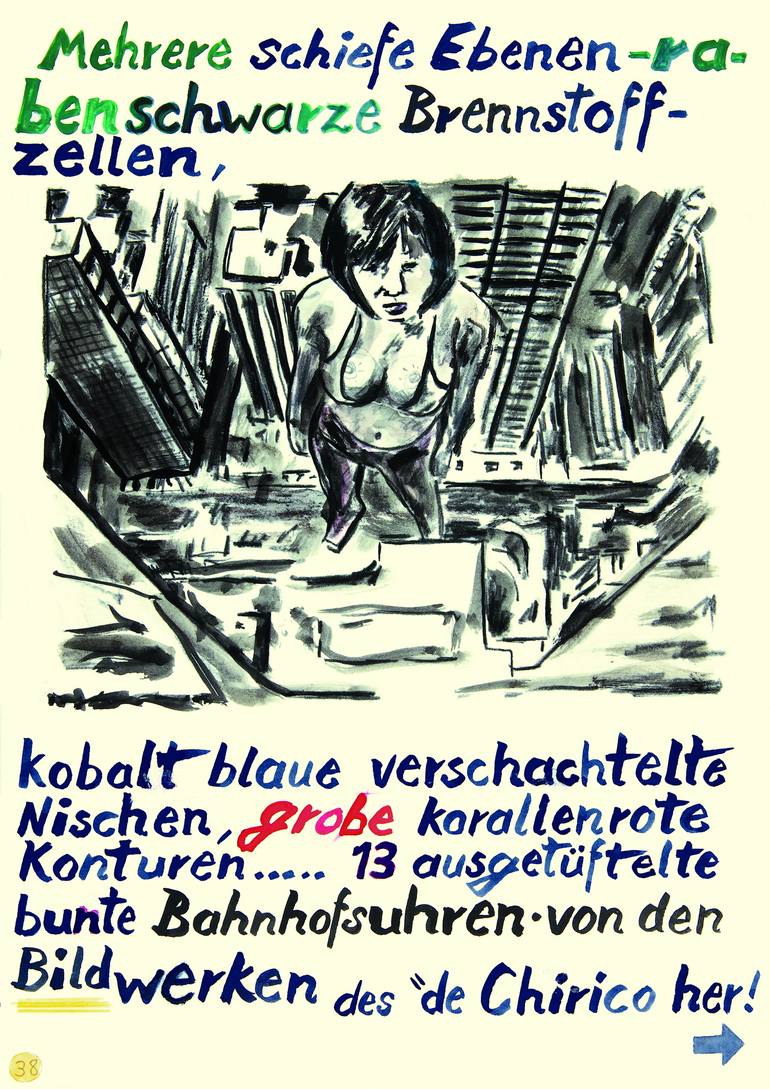 Original Dada Political Drawing by Borai Kahne Ateliers