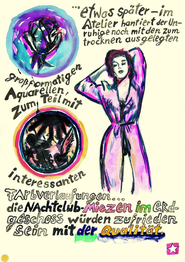Original Pop Art Erotic Drawing by Borai Kahne Ateliers