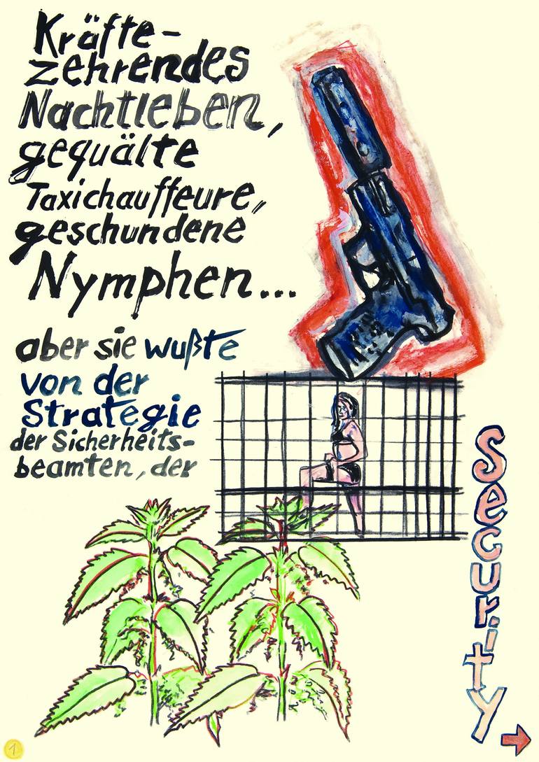 Original Pop Art Politics Drawing by Borai Kahne Ateliers