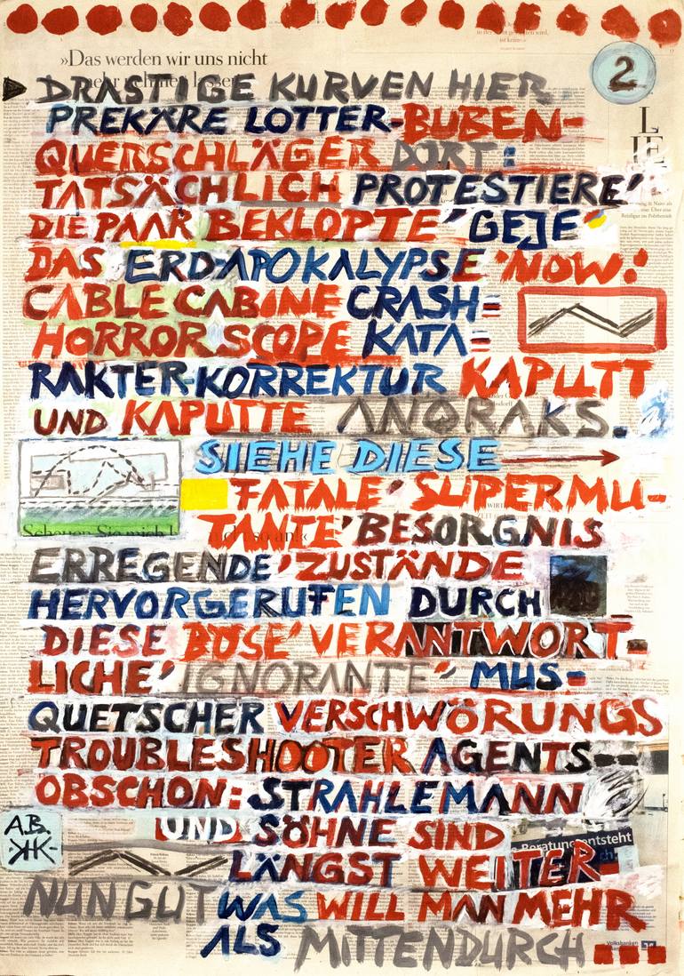 Original Dada Typography Painting by Borai Kahne Ateliers