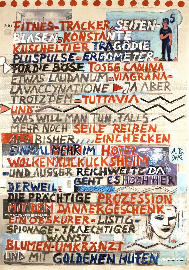 Original Dada Typography Painting by Borai Kahne Ateliers