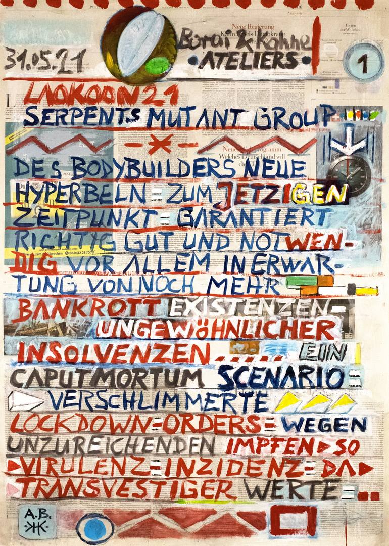 Original Dada Typography Painting by Borai Kahne Ateliers