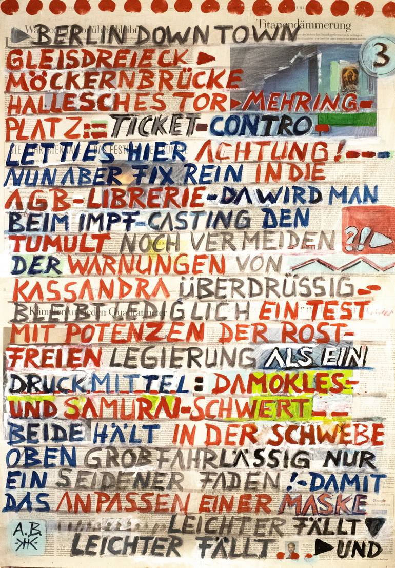 Original Dada Typography Painting by Borai Kahne Ateliers