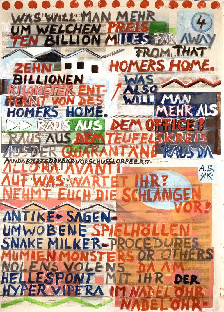 Original Dada Typography Painting by Borai Kahne Ateliers
