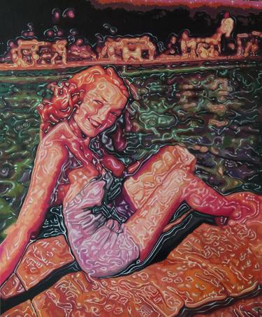 Original Figurative Beach Paintings by Didier Van Sprengel