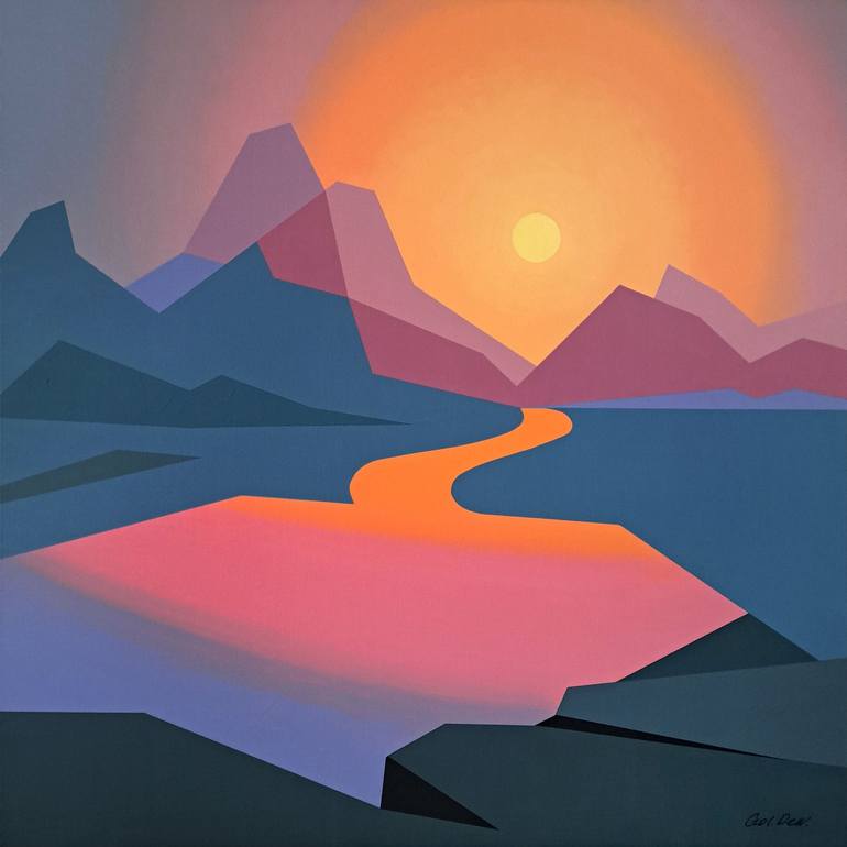 Highland Sunset Painting By Denys Golden Saatchi Art
