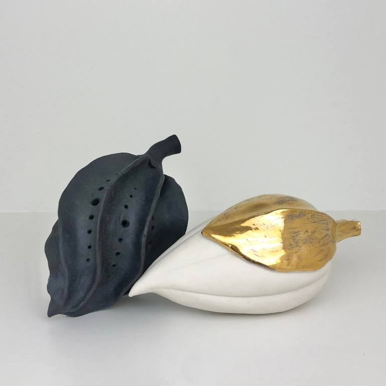 Black and white seed pods Outdoor Sculpture by Mia Saporito