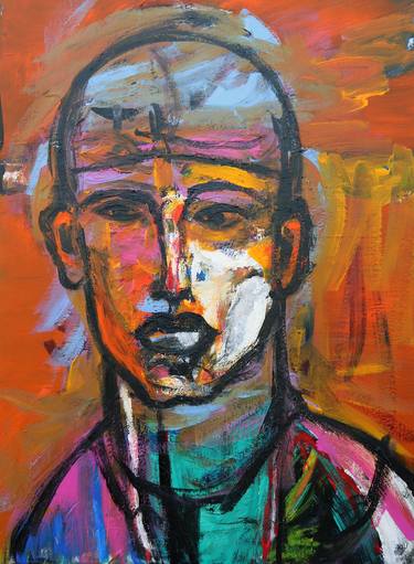 Original Abstract Expressionism Men Painting by James Koskinas