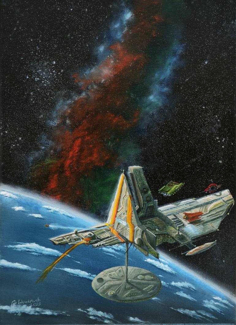 Original Surrealism Outer Space Painting by Gregor Wisniewski