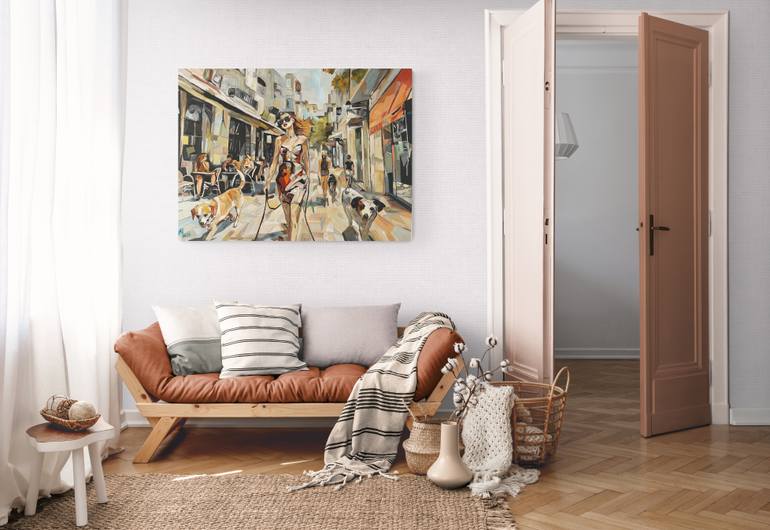 Original Art Deco Cities Painting by Victoria Kukuy