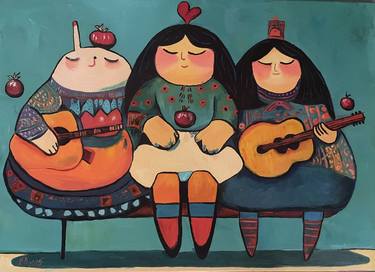 Original Folk Music Painting by Victoria Kukuy