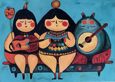 Original Folk Music Painting by Victoria Kukuy