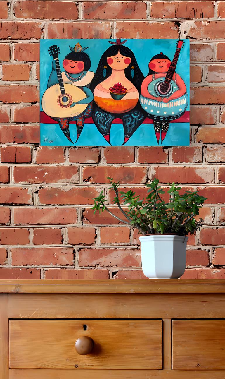 Original Folk Music Painting by Victoria Kukuy
