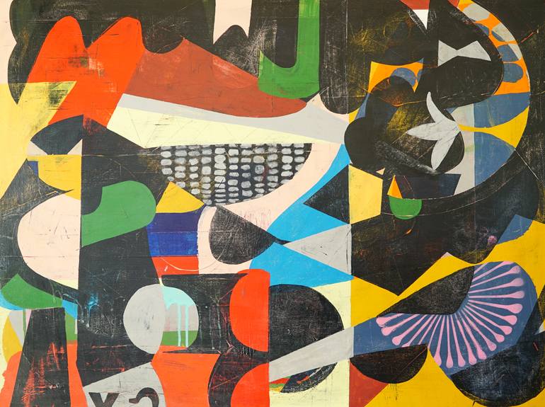 Original Abstract Painting by Paula Saslow | Abstract Art on Wood | The Night's Young