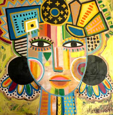 Original Abstract Expressionism Geometric Mixed Media by Audrey Marienkoff