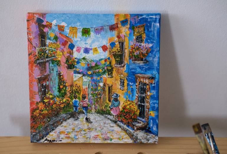Original Impressionism Cities Painting by Iuliia Radunskaia