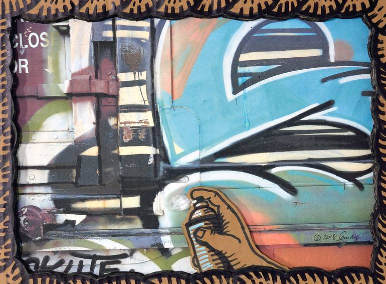 Original Abstract Graffiti Mixed Media by Sandy Sanders