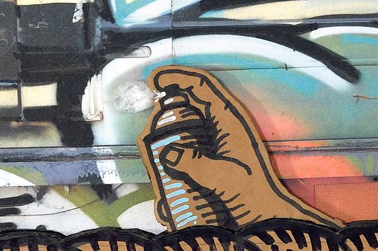 Original Abstract Graffiti Mixed Media by Sandy Sanders