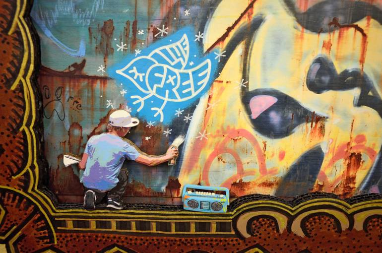 Original Pop Art Graffiti Mixed Media by Sandy Sanders