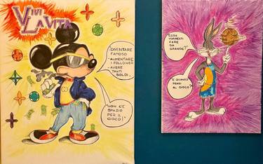 Original Pop Art Cartoon Drawings by Zelia Mascia