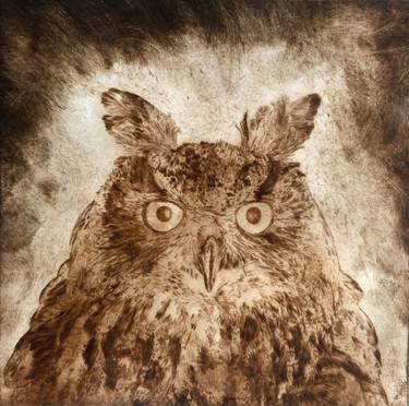 Saatchi Art Artist Tricia Newell; Printmaking, “Eurasian Eagle Owl” #art
