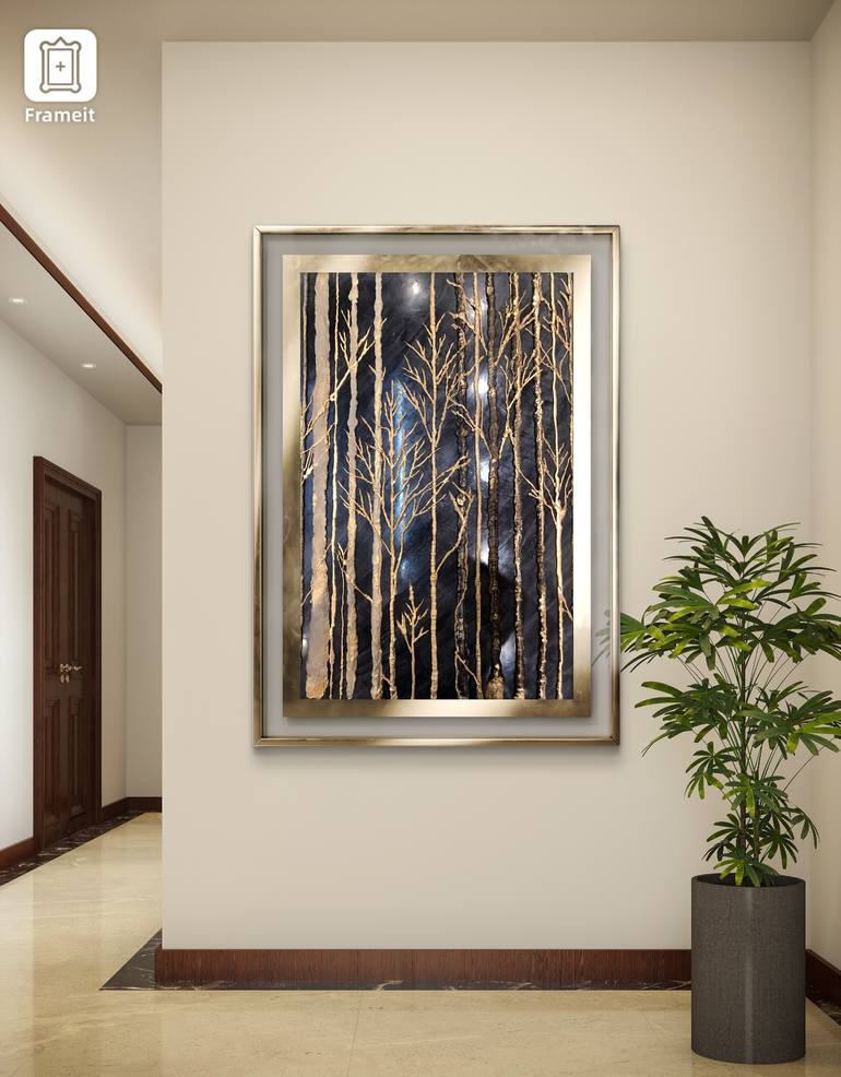 Original Abstract Nature Mixed Media by Janos Karpati