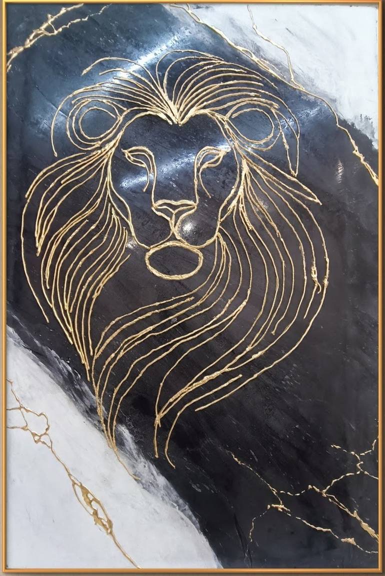 Original Abstract Animal Mixed Media by Janos Karpati