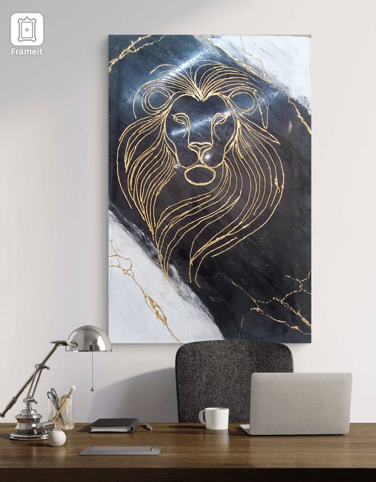 Original Abstract Animal Mixed Media by Janos Karpati