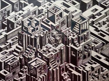 Original Abstract Architecture Mixed Media by Kriti Vyas