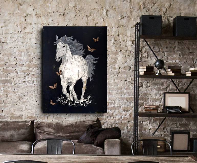 Original Abstract Horse Painting by Azucena Cruz