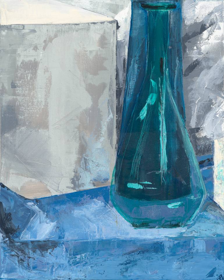 Original Still Life Painting by Victoria Powell | Contemporary Art on Canvas | Midcentury Blues for the 21st Century