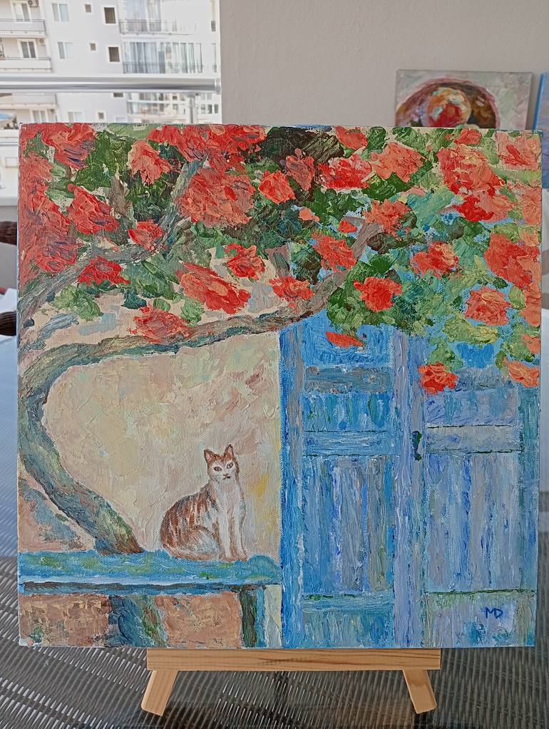 Original Art Deco Cats Painting by Dilyara Moldabekova