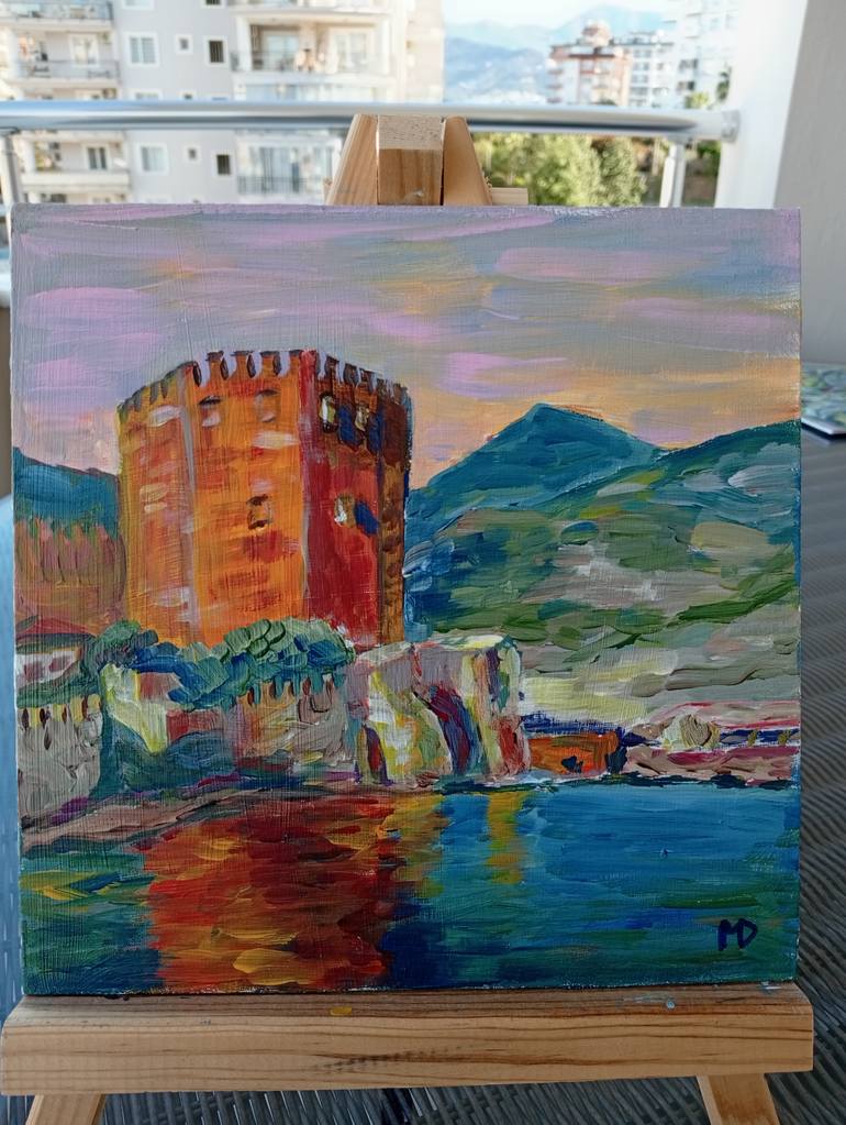 Original Art Deco Seascape Painting by Dilyara Moldabekova
