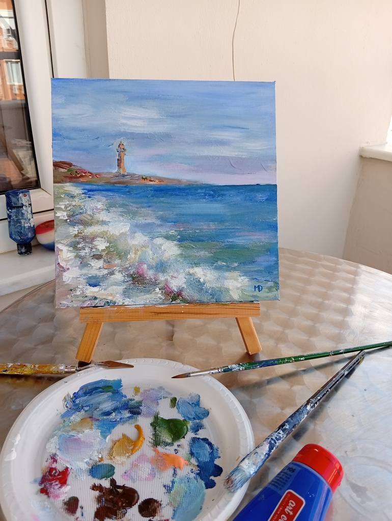 Original Abstract Seascape Painting by Dilyara Moldabekova