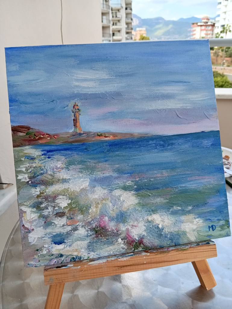 Original Abstract Seascape Painting by Dilyara Moldabekova
